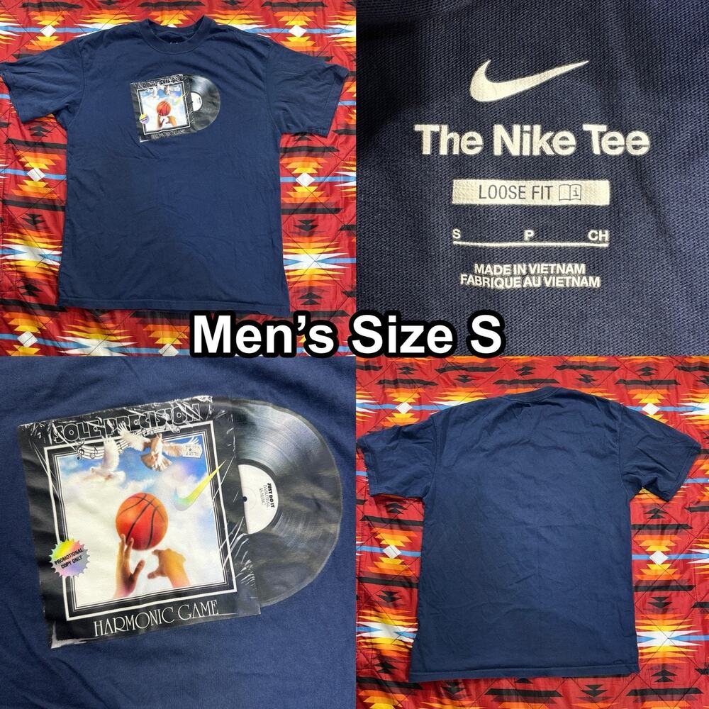Nike Harmonic Game Basketball Vinyl Record Blue T-Shirt Men’s Size Small